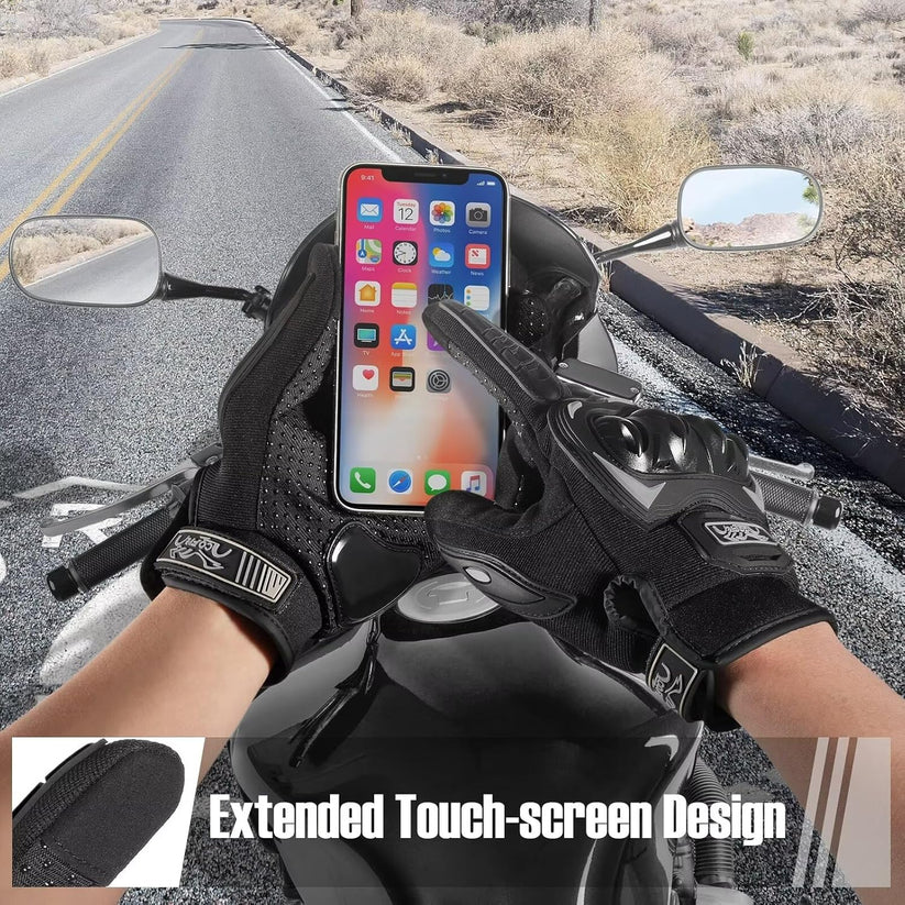 Motorcycle Gloves for Men & Women – Full Finger Touchscreen Riding Gloves for Motorbike